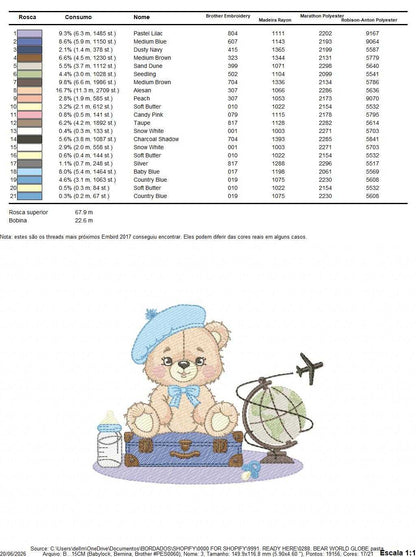 Bear with bags embroidery design - Travel Bear with suitcases machine embroidery pattern - Baby boy file - Instant digital download pes jef dst - Marcia Embroidery