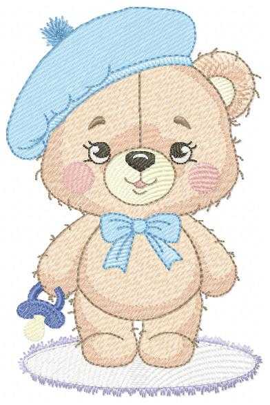 Bear with beret embroidery design - Travel Baby Bear machine embroidery pattern - Baby boy file - Instant digital download pes jef dst - Marcia Embroidery