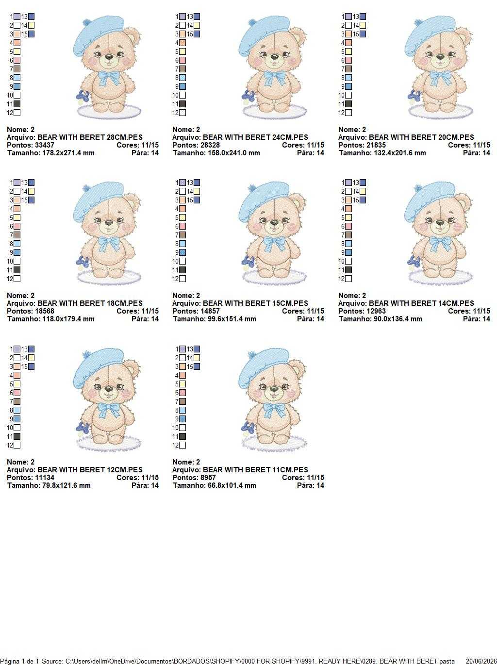 Bear with beret embroidery design - Travel Baby Bear machine embroidery pattern - Baby boy file - Instant digital download pes jef dst - Marcia Embroidery