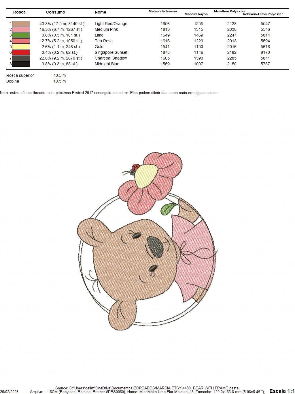 Bear with flower embroidery designs - Baby girl bear with pink dress machine embroidery pattern - Instant digital download pes jef dst hus vp3 - Marcia Embroidery