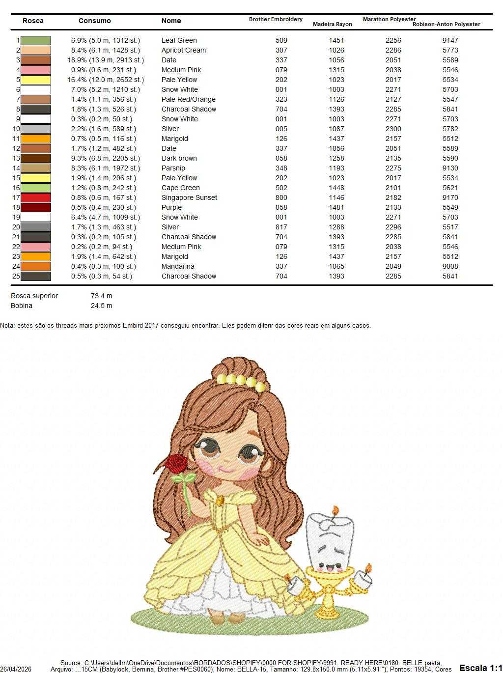 Belle embroidery design - Beauty and the Beast Disney Princess machine embroidery pattern - Baby Girl Princess design - Instant digital download pes jef dst - Marcia Embroidery