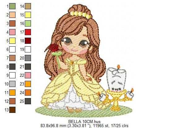 Belle embroidery design - Beauty and the Beast Disney Princess machine embroidery pattern - Baby Girl Princess design - Instant digital download pes jef dst - Marcia Embroidery