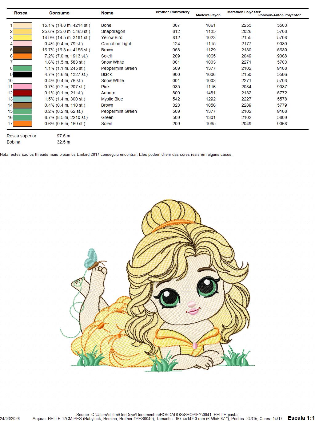 Belle embroidery design - Disney Princess machine embroidery patterns - Baby girl file - Instant digital download pes jef dst exp hus vp3 - Marcia Embroidery