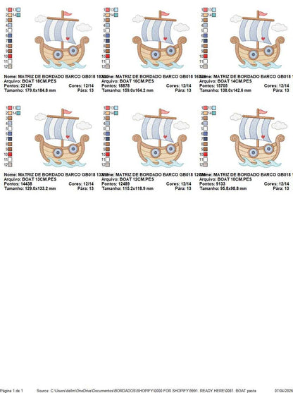 Boat embroidery designs - Sailboat machine embroidery pattern - Nautical Baby boy file - Instant digital download - Marcia Embroidery