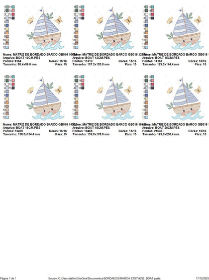 Boat embroidery designs - Sailboat machine embroidery pattern - Sea Ocean Nautical Baby boy file - Instant digital download pes jef dst vp3 - Marcia Embroidery