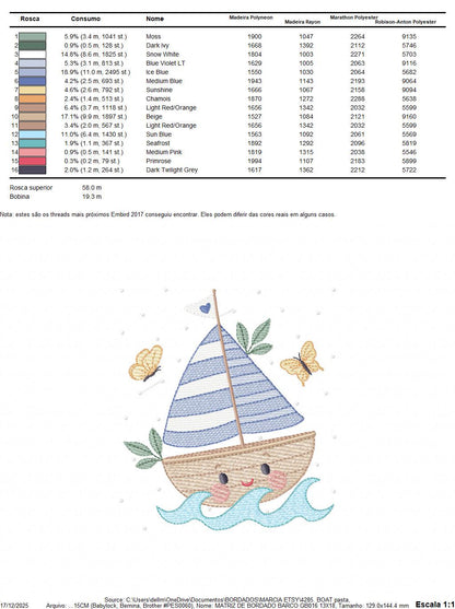 Boat embroidery designs - Sailboat machine embroidery pattern - Sea Ocean Nautical Baby boy file - Instant digital download pes jef dst vp3 - Marcia Embroidery