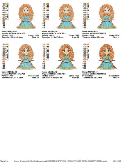 Brave Princess Merida embroidery design - Disney Princess machine embroidery patterns - Baby girl boy file - Instant digital download pes jef dst exp hus vp3 - Marcia Embroidery