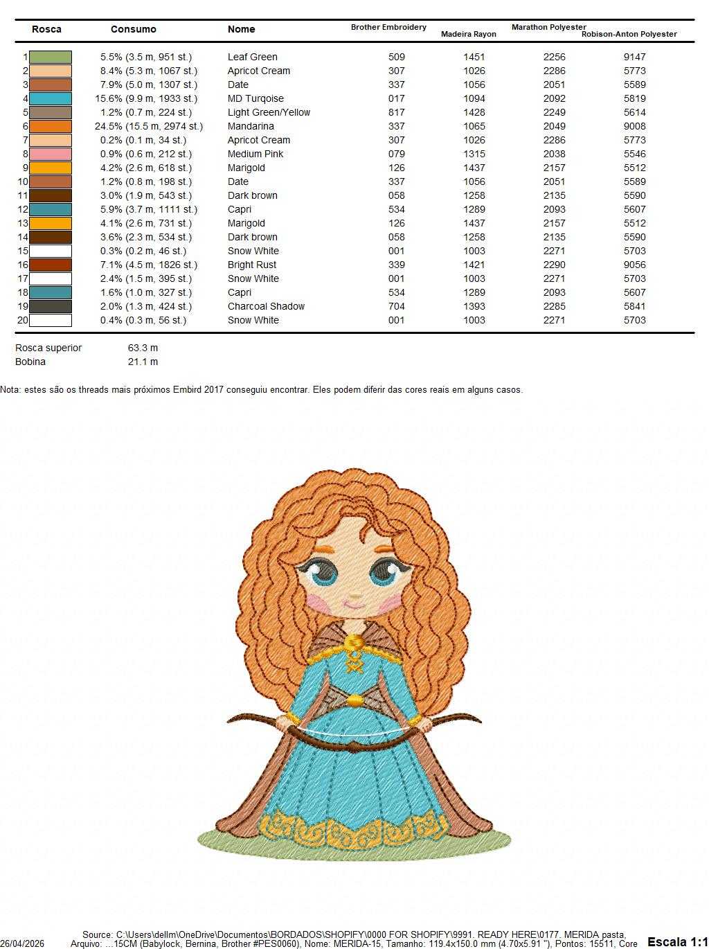 Brave Princess Merida embroidery design - Disney Princess machine embroidery patterns - Baby girl boy file - Instant digital download pes jef dst exp hus vp3 - Marcia Embroidery