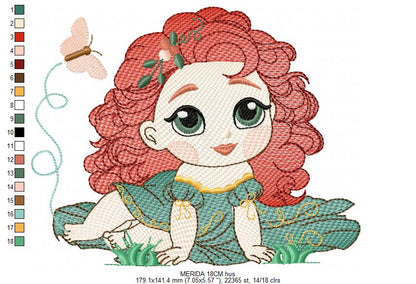 Brave Princess Merida embroidery designs - Disney Princess machine embroidery patterns - Baby girl boy file - Instant digital download pes jef dst exp hus vp3 - Marcia Embroidery