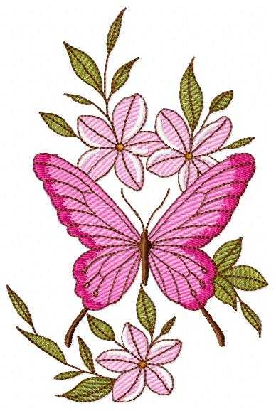 Butterfly embroidery design - Delicate butterfly with flowers machine embroidery pattern - Baby Girl file - Instant digital download pes - Marcia Embroidery