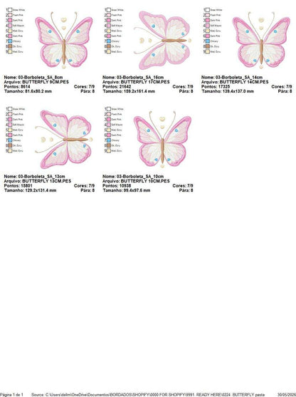 Butterfly embroidery design - Delicate butterfly with hearts machine embroidery pattern - Baby Girl file - Instant digital download pes jef dst - Marcia Embroidery