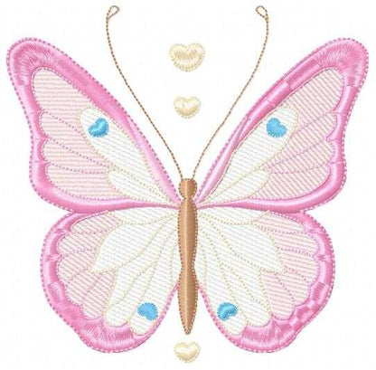 Butterfly embroidery design - Delicate butterfly with hearts machine embroidery pattern - Baby Girl file - Instant digital download pes jef dst - Marcia Embroidery