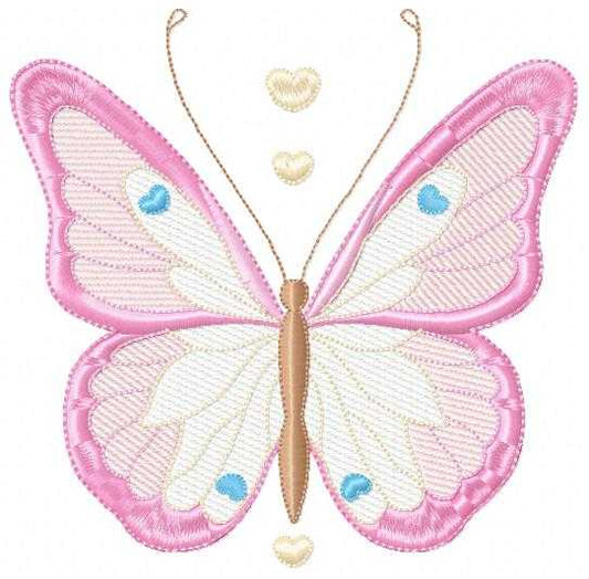 Butterfly embroidery design - Delicate butterfly with hearts machine embroidery pattern - Baby Girl file - Instant digital download pes jef dst - Marcia Embroidery