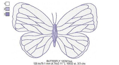 Butterfly embroidery design - Delicate butterfly with hearts machine embroidery pattern - Baby Girl file - Instant digital download pes jef dst (Copy) - Marcia Embroidery
