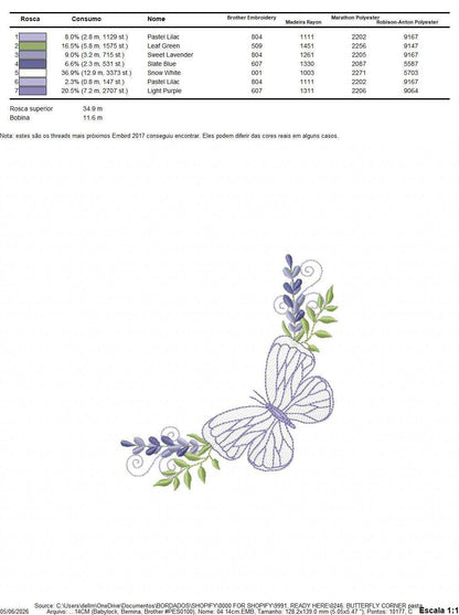 Butterfly embroidery design - Delicate butterfly with laurel corner frame machine embroidery pattern - Baby Girl file - Instant digital download pes jef - Marcia Embroidery