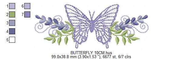 Butterfly embroidery design - Delicate butterfly with laurel frame machine embroidery pattern - Baby Girl file - Instant digital download pes jef dst - Marcia Embroidery