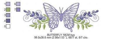 Butterfly embroidery design - Delicate butterfly with laurel frame machine embroidery pattern - Baby Girl file - Instant digital download pes jef dst - Marcia Embroidery