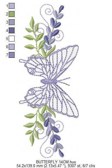 Butterfly embroidery design - Delicate butterfly with laurel frame machine embroidery pattern - Baby Girl file - Instant digital download pes jef dst - Marcia Embroidery