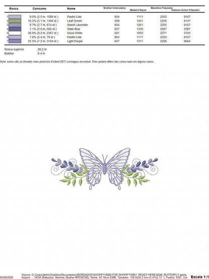 Butterfly embroidery design - Delicate butterfly with laurel frame machine embroidery pattern - Baby Girl file - Instant digital download pes jef dst - Marcia Embroidery