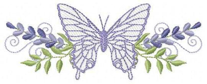 Butterfly embroidery design - Delicate butterfly with laurel frame machine embroidery pattern - Baby Girl file - Instant digital download pes jef dst - Marcia Embroidery