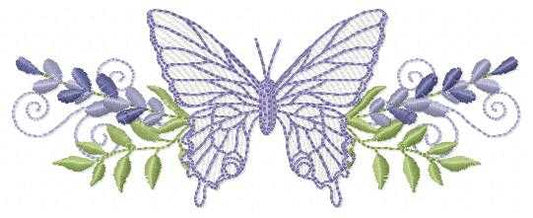 Butterfly embroidery design - Delicate butterfly with laurel frame machine embroidery pattern - Baby Girl file - Instant digital download pes jef dst - Marcia Embroidery