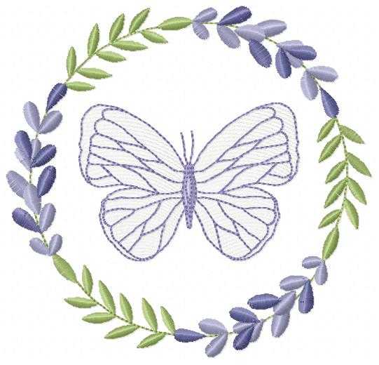 Butterfly embroidery design - Delicate butterfly with laurel frame machine embroidery pattern - Baby Girl file - Instant digital download pes jef dst - Marcia Embroidery