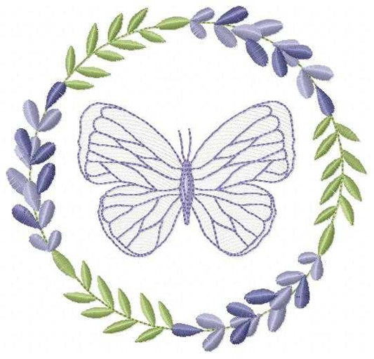 Butterfly embroidery design - Delicate butterfly with laurel frame machine embroidery pattern - Baby Girl file - Instant digital download pes jef dst - Marcia Embroidery