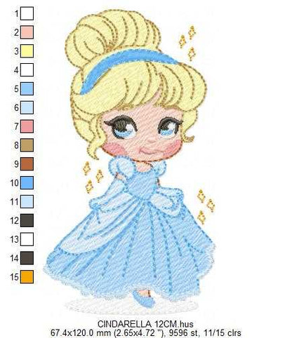 Cinderella embroidery design - Disney Princess machine embroidery patterns - Baby girl file - Instant digital download pes jef dst - Marcia Embroidery