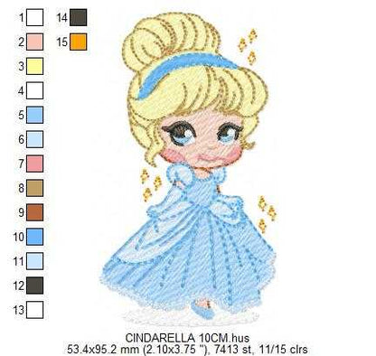 Cinderella embroidery design - Disney Princess machine embroidery patterns - Baby girl file - Instant digital download pes jef dst - Marcia Embroidery
