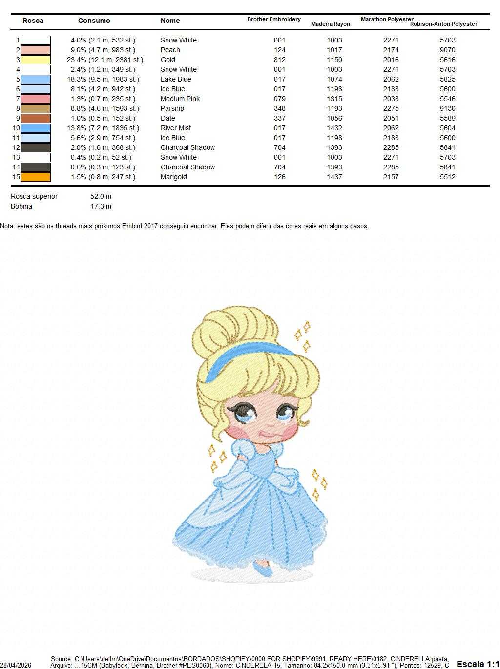 Cinderella embroidery design - Disney Princess machine embroidery patterns - Baby girl file - Instant digital download pes jef dst - Marcia Embroidery