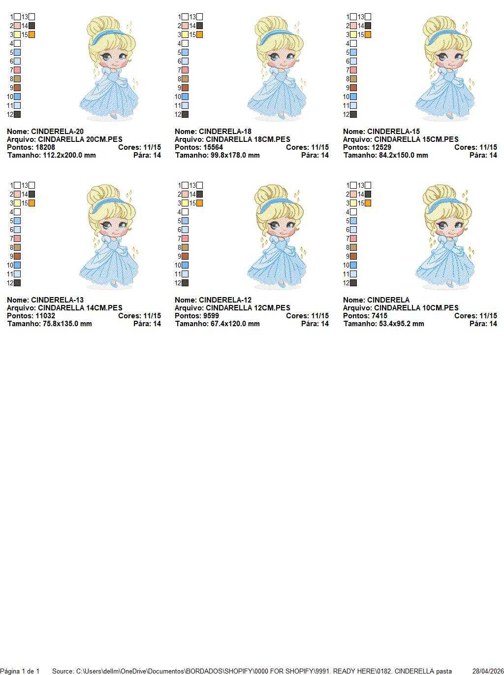 Cinderella embroidery design - Disney Princess machine embroidery patterns - Baby girl file - Instant digital download pes jef dst - Marcia Embroidery