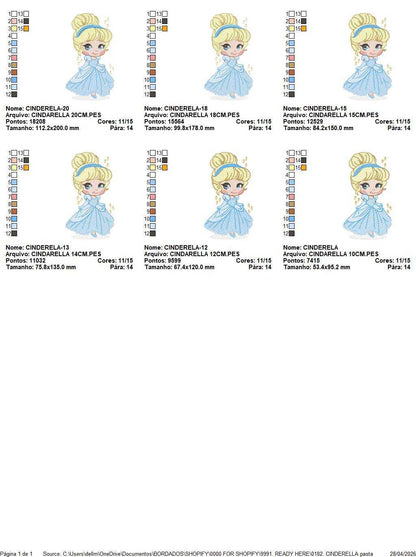 Cinderella embroidery design - Disney Princess machine embroidery patterns - Baby girl file - Instant digital download pes jef dst - Marcia Embroidery