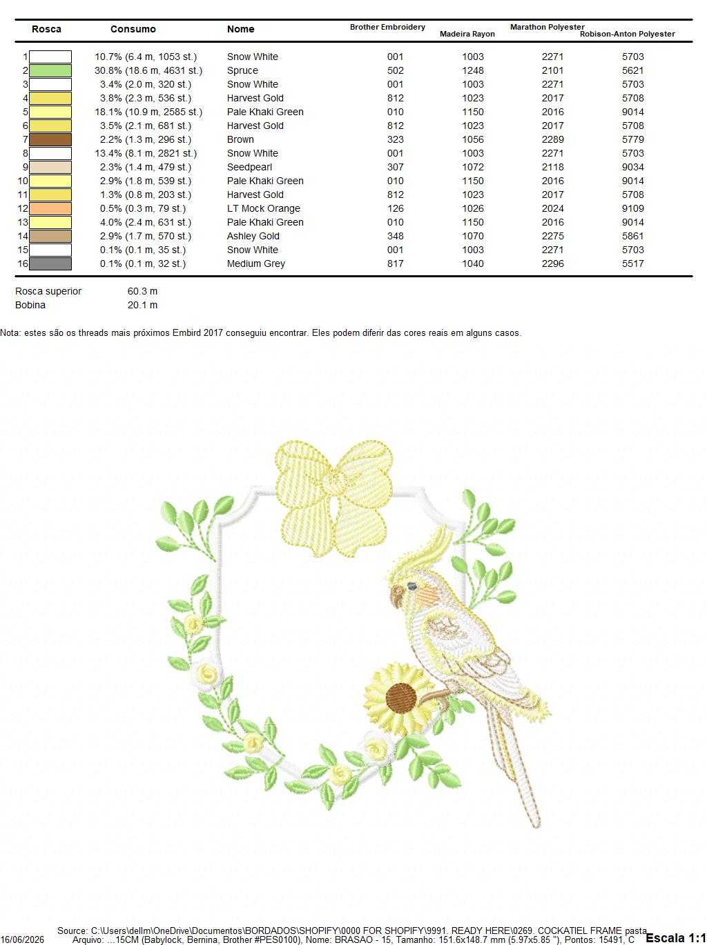 Cockatiel embroidery design - Baby Bird with sunflowers machine embroidery pattern - Cockateel Nymphicus hollandicus - Instant digital download pes jef dst - Marcia Embroidery