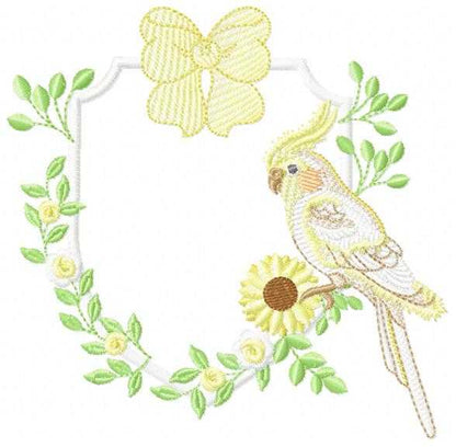Cockatiel embroidery design - Baby Bird with sunflowers machine embroidery pattern - Cockateel Nymphicus hollandicus - Instant digital download pes jef dst - Marcia Embroidery