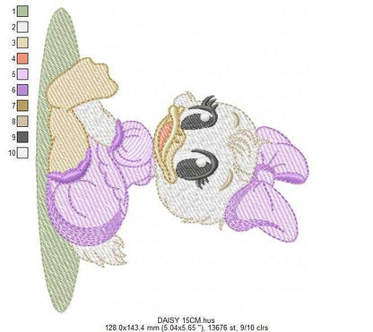 Daisy Duck embroidery design - Mickey Mouse machine embroidery pattern - Baby Girl file - Instant digital download pes jef dst - Marcia Embroidery