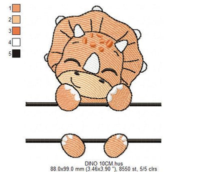 Dinosaur embroidery designs - Dino with split for name machine embroidery pattern - Baby Boy Triceratops file - Instant download pes jef dst - Marcia Embroidery