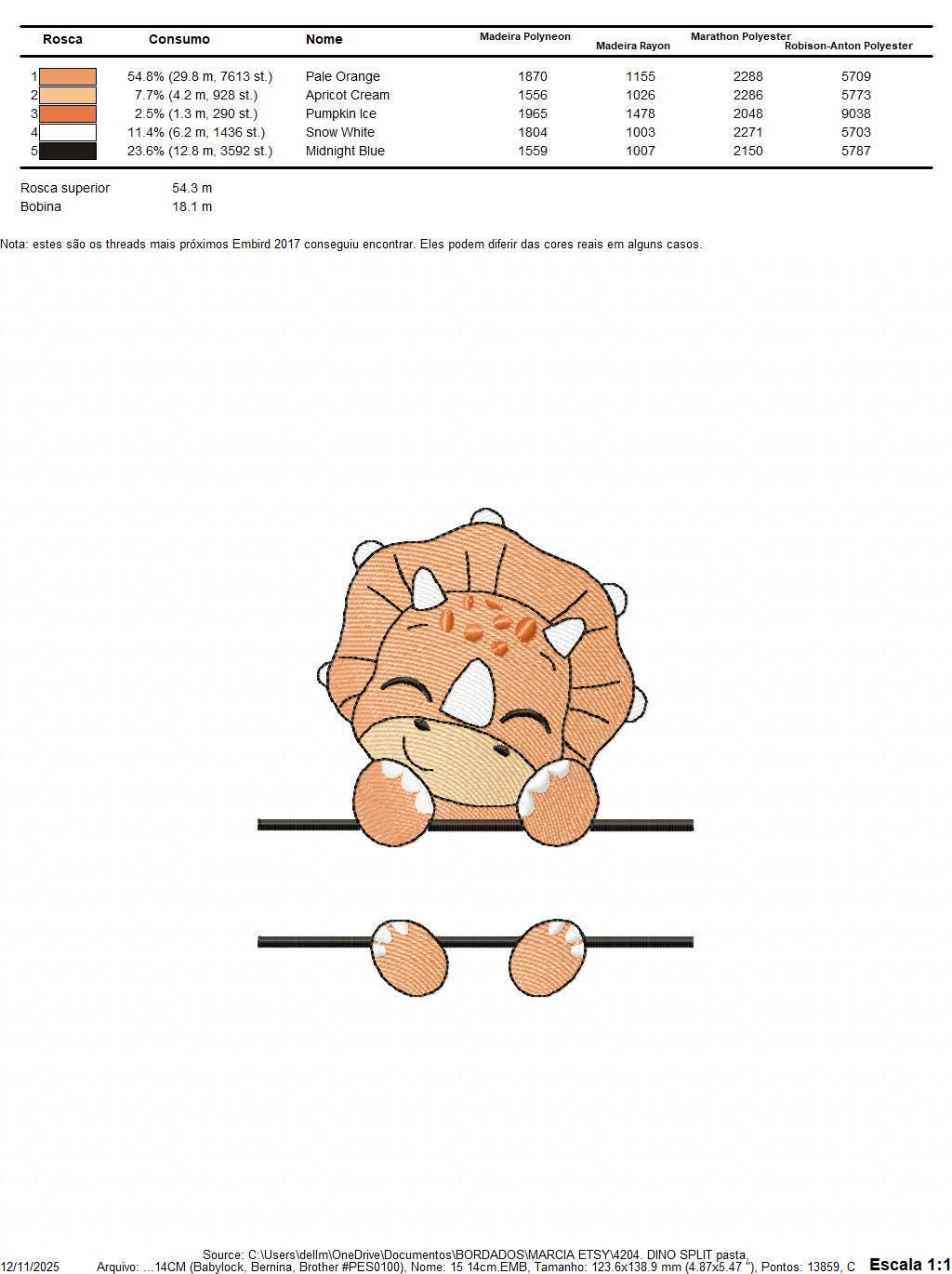Dinosaur embroidery designs - Dino with split for name machine embroidery pattern - Baby Boy Triceratops file - Instant download pes jef dst - Marcia Embroidery
