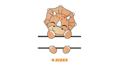 Dinosaur embroidery designs - Dino with split for name machine embroidery pattern - Baby Boy Triceratops file - Instant download pes jef dst - Marcia Embroidery