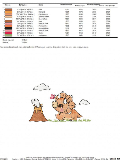 Dinosaur embroidery designs - Dino with split for name machine embroidery pattern - Baby Boy Triceratops with volcano - Instant download pes - Marcia Embroidery