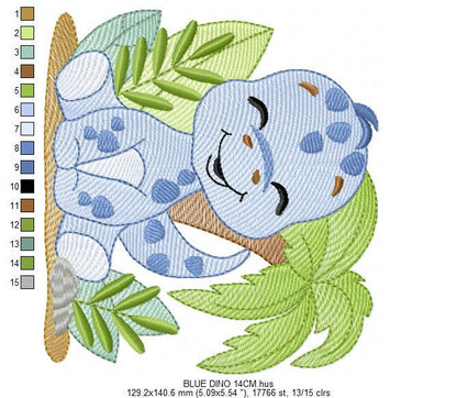 Dinosaur embroidery designs - Dino with tropical plants and trees machine embroidery pattern - Baby boy file Brontosaurus - instant digital download pes jef - Marcia Embroidery