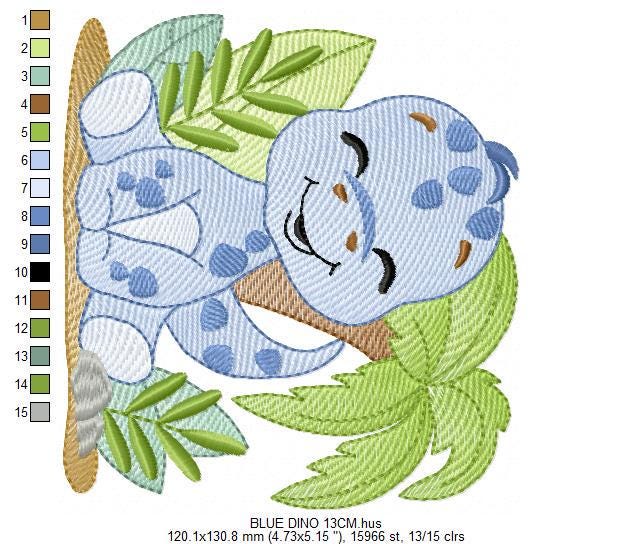 Dinosaur embroidery designs - Dino with tropical plants and trees machine embroidery pattern - Baby boy file Brontosaurus - instant digital download pes jef - Marcia Embroidery