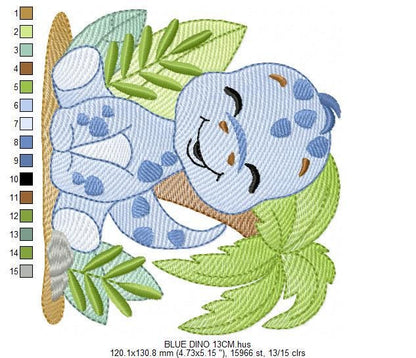 Dinosaur embroidery designs - Dino with tropical plants and trees machine embroidery pattern - Baby boy file Brontosaurus - instant digital download pes jef - Marcia Embroidery