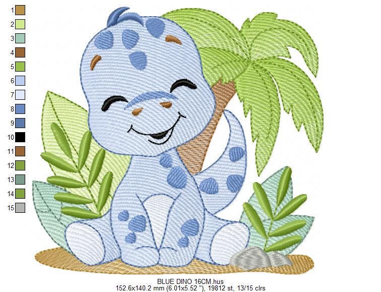 Dinosaur embroidery designs - Dino with tropical plants and trees machine embroidery pattern - Baby boy file Brontosaurus - instant digital download pes jef - Marcia Embroidery