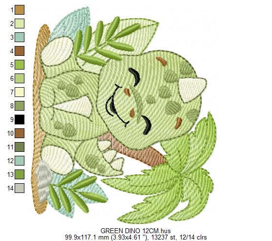 Dinosaur embroidery designs - Dino with tropical plants and trees machine embroidery pattern - Tyrannosaurus Baby boy file - instant digital download pes - Marcia Embroidery