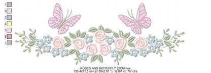 Divider with Flowers and Butterflies embroidery designs - Roses with butterfly embroidery machine embroidery pattern - Floral Kitchen towel - instant download - Marcia Embroidery