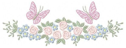 Divider with Flowers and Butterflies embroidery designs - Roses with butterfly embroidery machine embroidery pattern - Floral Kitchen towel - instant download - Marcia Embroidery