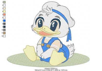 Donald Duck embroidery design - Mickey Mouse machine embroidery pattern - Baby Boy and girl file - Instant digital download pes jef dst - Marcia Embroidery