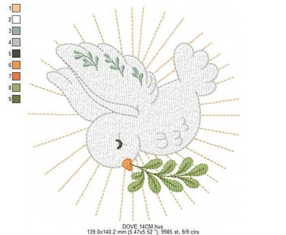 Dove embroidery design - Holy Spirit embroidery design machine embroidery pattern - Catholic Religious Eucharist file - Instant download - Marcia Embroidery