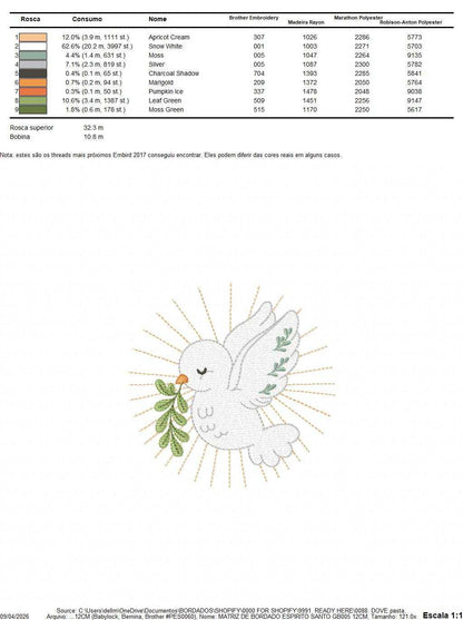 Dove embroidery design - Holy Spirit embroidery design machine embroidery pattern - Catholic Religious Eucharist file - Instant download - Marcia Embroidery