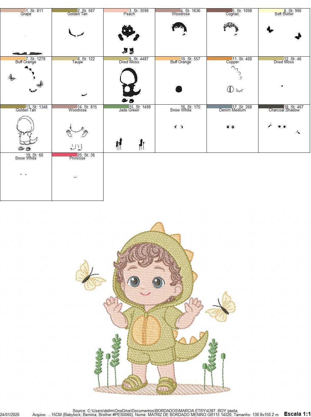 Dragon Boy embroidery designs - Dinosaur machine embroidery pattern - Baby Boy dressed as dragon dino - instant digital download pes jef dst - Marcia Embroidery